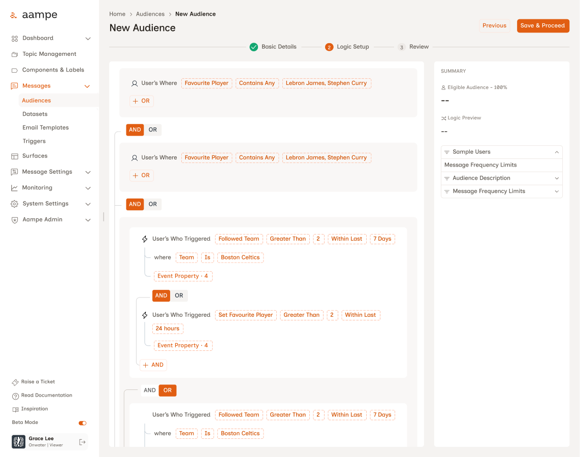 Audience Builder preview
