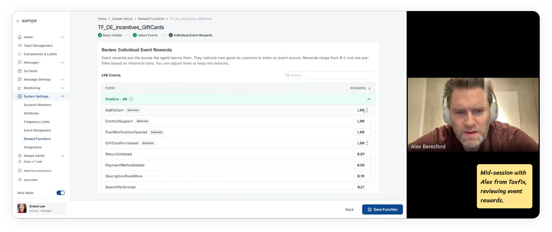 Customer testing session, mid-flow